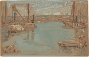 North River Dock, Nowy Jork autorstwa Childe Hassam