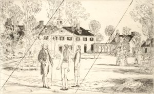 Waszyngton w Mount Vernon (anulowana tablica z teki „Dwustulecie George