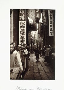 Scena uliczna w kantonie, ok. 1870 (odbitka albumowa) autorstwa Chinese Photographer