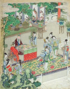 Rozrywka chińskiego mandaryna (kolor na jedwabiu) autorstwa Chinese School