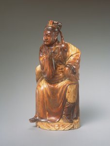 Figura siedzącego Guandi, XIV-XV w. (rzeźbiona z kości słoniowej) autorstwa Chinese School
