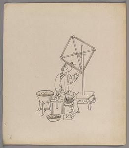 Album osobnych kart: Uprawa i produkcja jedwabiu (tusz na papierze) (zob. też 499288-303) autorstwa Chinese School