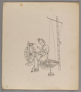 Album osobnych kart: Uprawa i produkcja jedwabiu (tusz na papierze) (zob. też 499288-303) autorstwa Chinese School