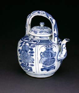 Niebiesko-biały dzban na wino kraak, Wanli, 1590-1610 (porcelana) autorstwa Chinese School