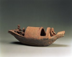 Łódź i załoga, artefakt grobowy, wschodnia dynastia Han, 25-220 ne (ceramika)