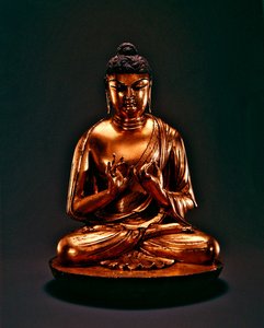 Budda Vairocana (Dari), dynastia Tang (618-907), początek VIII wieku (brąz złocony i ołowiany) autorstwa Chinese School