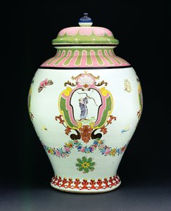 Cysterna malowana według projektu Cornelisa Pronka (1691-1759) ok. 1730 (porcelana) (patrz 206565 dla miski) autorstwa Chinese School
