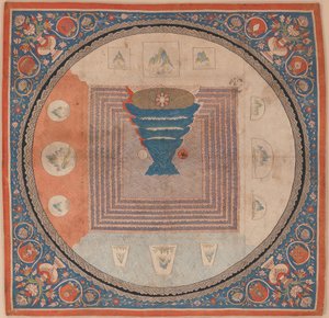 Kosmologiczna mandala z górą Meru autorstwa Chinese School