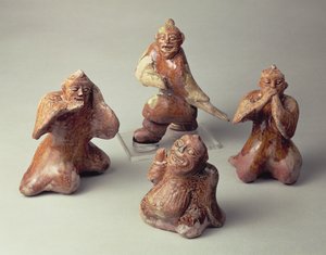 Wczesnochińska grupa czterech artystów garncarzy, artefakt grobowy, dynastia Han, 25-220 ne (ceramika)