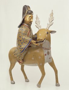 Figura nieśmiertelnego jelenia na jelenie (emalia cloisonne) autorstwa Chinese School