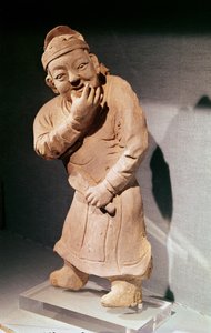 Figurka gwiżdżącego aktora, z Jiaozuo, Henan, dynastia Yuan (1271-1368) (terakota)