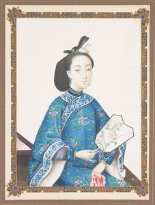 Oprawiony portret żony Howqua, ok. 1850-70 autorstwa Chinese School