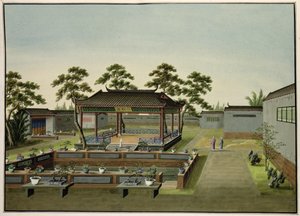 Scena ogrodowa, ok. 1820-40 (wc na papierze) autorstwa Chinese School