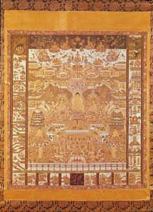 Ksitigarbha, Sędzia Piekieł, z Dunhuang, prowincja Gansu (malowanie na jedwabiu) autorstwa Chinese School