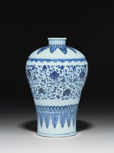 Wazon w stylu Ming, Meiping, malowany w stylu XV w. autorstwa Chinese School