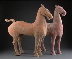 Para koni, dynastia Han (206 pne-220 ne) (ceramiczne)