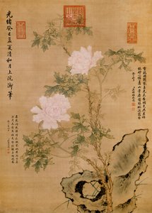 Piwonie i skała, 1893 autorstwa Chinese School