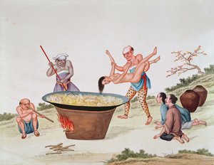 Zanurzenie kobiety we wrzącej wodzie (wc na papierze) autorstwa Chinese School