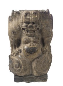 Kucający demon-strażnik, prowincja Hebei, okres podziału, 550-577 (ciemny wapień) autorstwa Chinese School