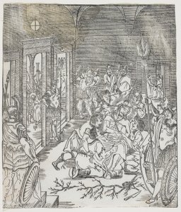 Naśmiewanie się z Chrystusa, 1637 (drzewodruk) autorstwa Chinese School