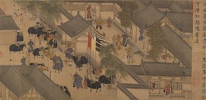 Historia Lady Wenji, Handscroll, początek XV wieku (atrament, kolor i złoto na jedwabiu) autorstwa Chinese School