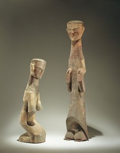 Dwie statuetki, późna dynastia Zhou (1046-256 pne) IV - III wiek pne (drewno) (szczegóły patrz 394840)