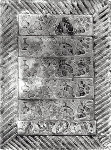 Cegła nagrobna tłoczona, dynastia Han (206 pne-AD 220) (terakota) autorstwa Chinese School Chinese School