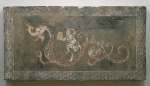 Tomb Brick, 206 BC-AD 09 (ceramika z czerwonym i białym pigmentem) autorstwa Chinese School Chinese School