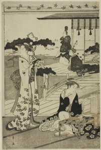 Suma, z serii „Modna parodia opowieści o Genji (Furyu yatsushi Genji)” autorstwa Chobunsai Eishi