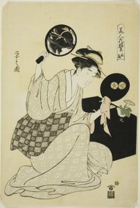 Takashima, z serii „Kolekcja kwiatopodobnych twarzy piękności (Bijin kagan shu)” autorstwa Chobunsai Eishi
