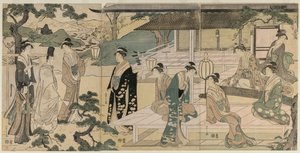 Matsukaze Chapter of the Tale of Genji (z serii The Tale of Genji in Elegant Modern Dress) autorstwa Chobunsai Eishi