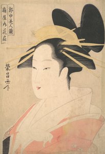 Portret dużej głowy i popiersia Oiran Hanaogi z Ogiji, prawdopodobnie 1798
