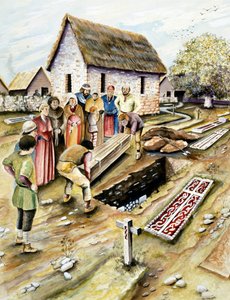 Pochówek wikingów na cmentarzu, York, Yorkshire, X wiek ok. 2000 r. autorstwa Chris Evans