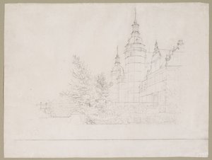 Zamek Frederiksborg. Impreza w Møntbroen autorstwa Christen Købke
