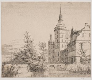 Zamek Frederiksborg. Impreza w Møntbroen autorstwa Christen Købke