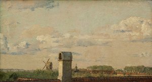 Widok z okna w Toldbodvej Patrząc w stronę Cytadeli w Kopenhadze, ok. godz. 1833 (olej na papierze ułożony na płótnie)