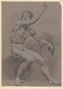 Siedzący mężczyzna nago, widok z boku (3 nagroda 1796)