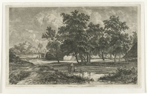 Krajobraz z farmą wśród drzew autorstwa Christiaan Immerzeel