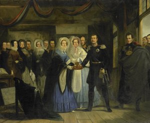 Księżniczka Orańska przyjmuje Aleksandra II (1818-1881), wielkiego księcia i następcę tronu Rosji, w domu cara Piotra w Zaandam, 17 kwietnia 1839 autorstwa Christiaan Julius Lodewijk Portman
