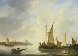 Widok Dordrecht widziany z Papendrecht autorstwa Christiaan Lodewijk Willem Dreibholtz
