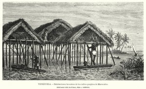 Mieszkania nad jeziorem Indian Wayuu (Guajiro), Maracaibo, Wenezuela (litho) autorstwa Christian Anton Goering