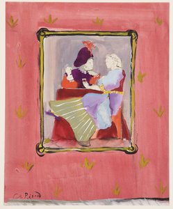 Para w kostiumach, ok. 1935-45 (gwasz na papierze) autorstwa Christian Bérard