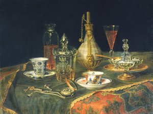 Czeskie okulary, filiżanki i zegarek