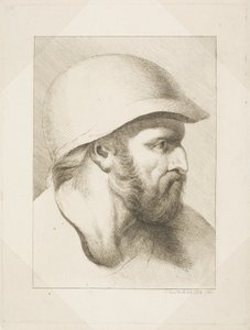 Głowa brodatego mężczyzny ze stalowym hełmem autorstwa Christian Frederick Köhlitz
