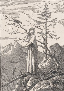 Kobieta z krukiem Kobieta z krukiem na otchłani, prawdopodobnie 1803. autorstwa Christian Friedrich