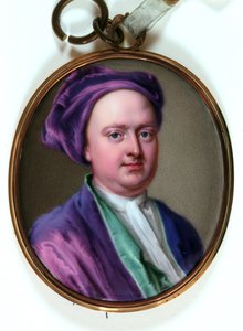 Edward Lord Harley, 1719 (emalia) autorstwa Christian Friedrich Zincke