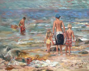 Scena na plaży, 2006 (olej na płótnie)