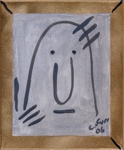 Przypominając mi o moim własnym istnieniu II 2006 (olej i złoty spray na płótnie) autorstwa Christian Furr
