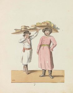 Owocownik i chłop sprzedający sery i śledzie Z cyklu St. Petersburg..., 1799.