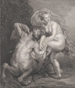 Deianeira otrzymuje zatrutą tunikę od Nessusa, a ranny centaur spada na..., 1778. autorstwa Christian Gottfried Schulze